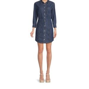 Veronica Beard Denim Blue 3/4 Sleeve Shirt Dress
